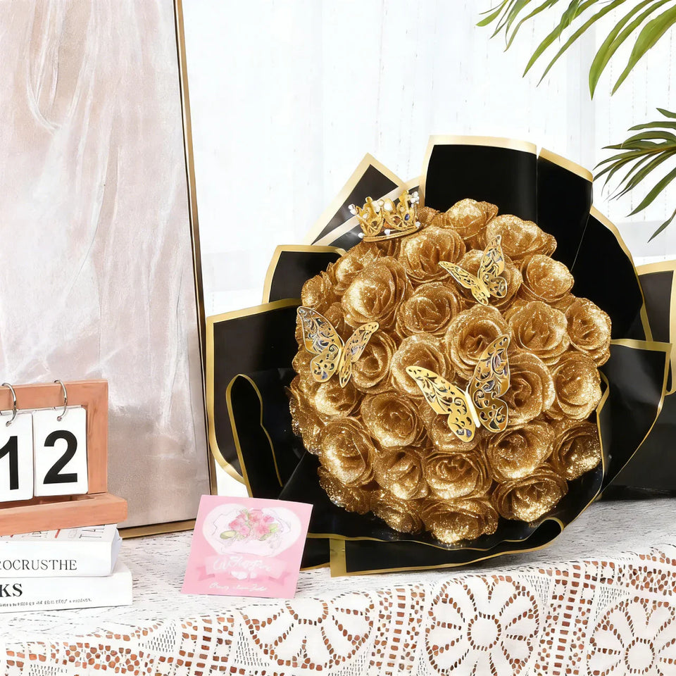 💕Glittering Everlasting Rose Bouquet – Gift for Anniversaries & Milestones
