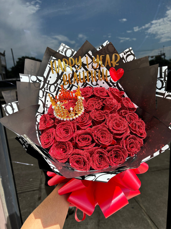 💕Glittering Everlasting Rose Bouquet – Gift for Anniversaries & Milestones