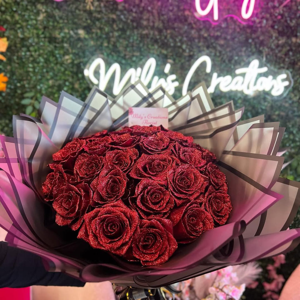💕Glittering Everlasting Rose Bouquet – Gift for Anniversaries & Milestones