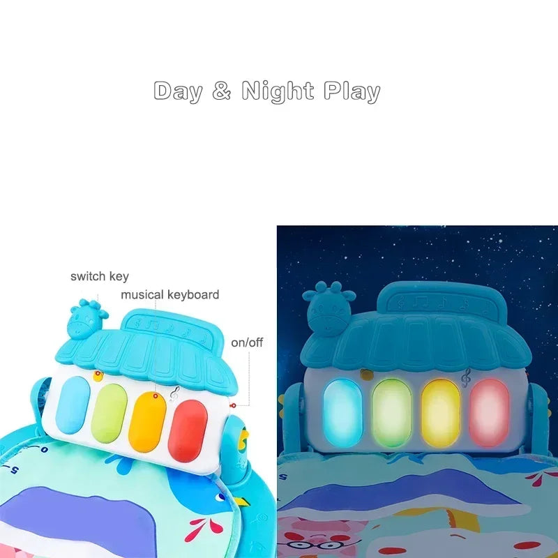 TinyBloom™ Musical Baby Activity Gym & Play Mat – Piano Keyboard for Newborns