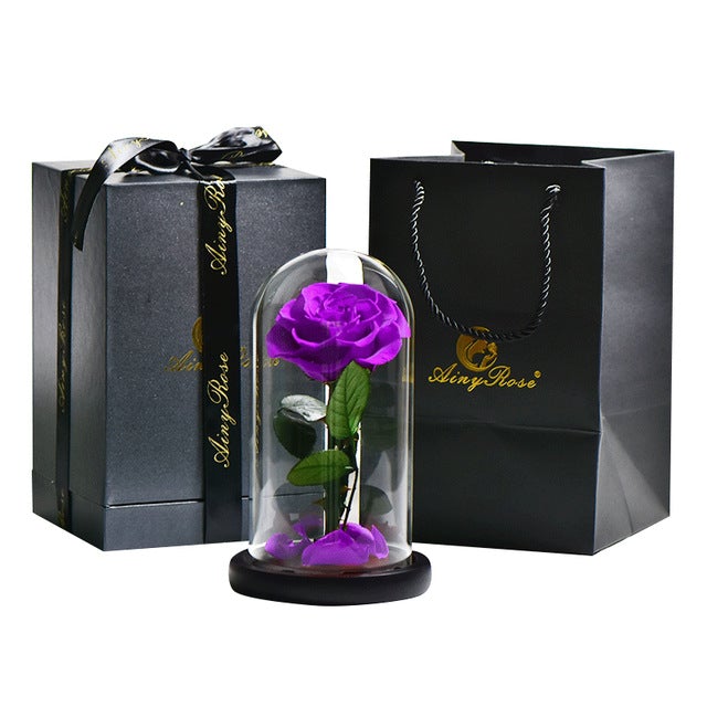 Preserved Rose In Glass Dome + Gift Box
