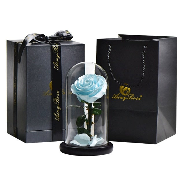Preserved Rose In Glass Dome + Gift Box