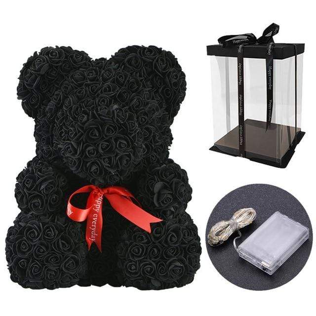 YourWorldShop 40cm (15") Black led box Luxury Rose Bears 25321622-40cm-black-led-box