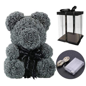 YourWorldShop 40cm (15") Grey led box Luxury Rose Bears 25321622-40cm-grey-led-box