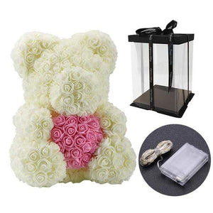 YourWorldShop 40cm (15") White/Pink with led box Luxury Rose Bears 25321622-40cm-with-led-box-4