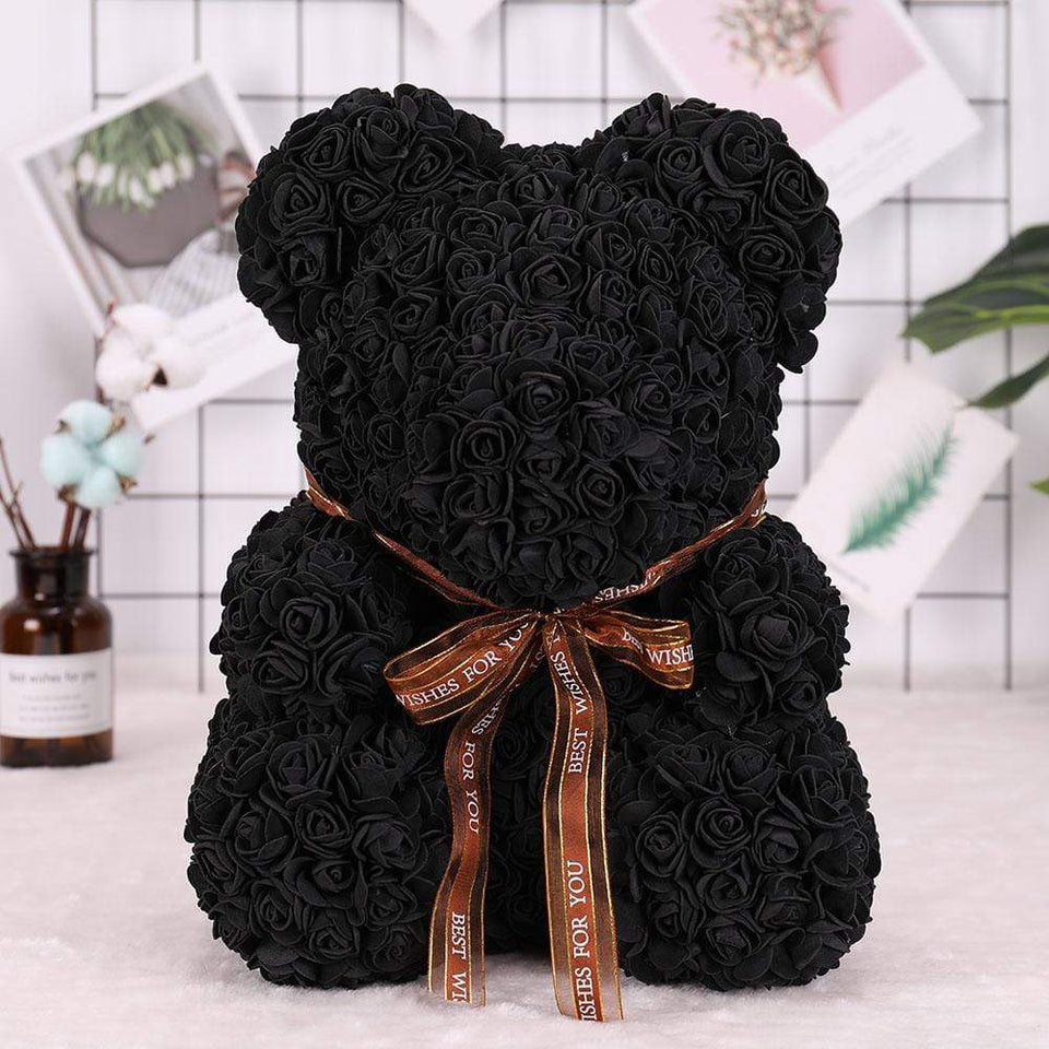 YourWorldShop Black 40 cm (15") Luxury Rose Bear