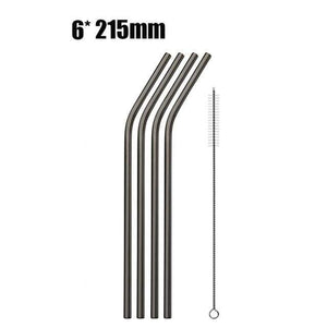 YourWorldShop black B 4/8Pcs Reusable Drinking Straw 9683599-black-b