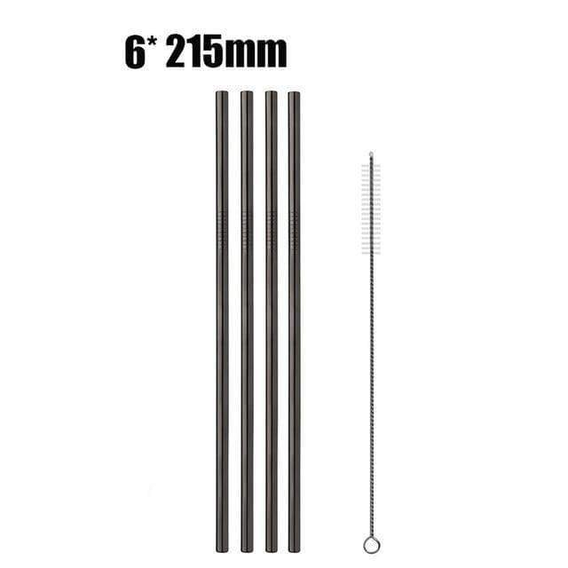 YourWorldShop black C 4/8Pcs Reusable Drinking Straw 9683599-black-c