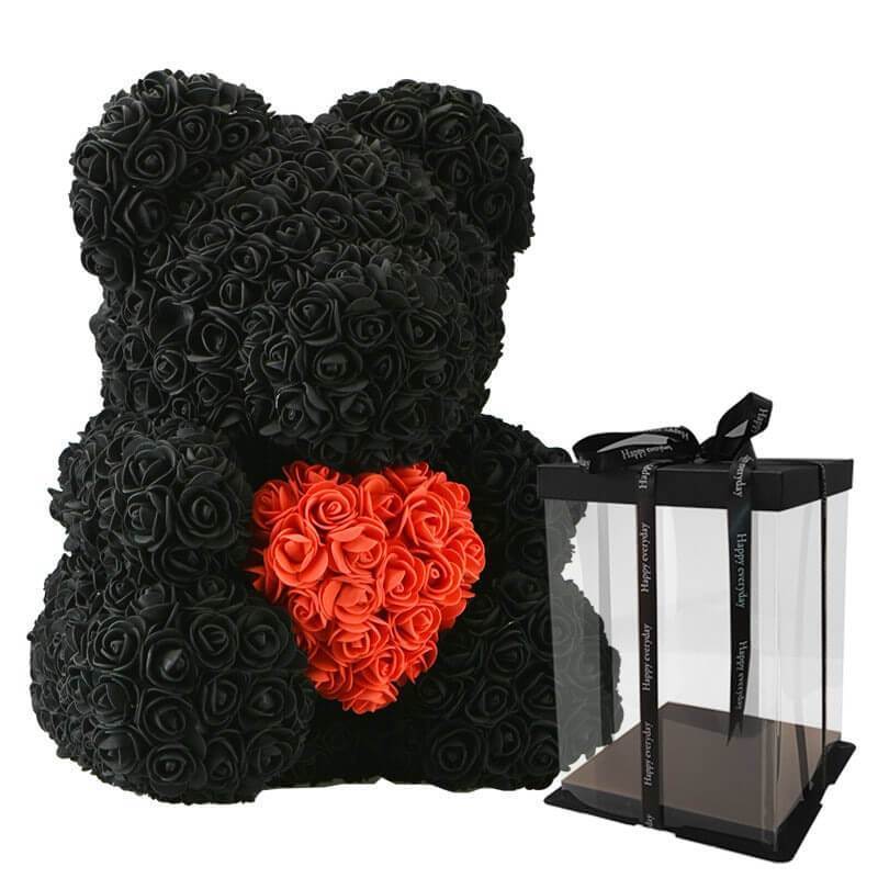 YourWorldShop Black Red with Gift Box 40 cm (15") Luxury Rose Bear
