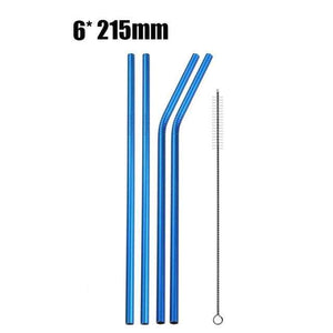 YourWorldShop blue 4/8Pcs Reusable Drinking Straw 9683599-blue