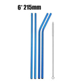 YourWorldShop blue 4/8Pcs Reusable Drinking Straw 9683599-blue