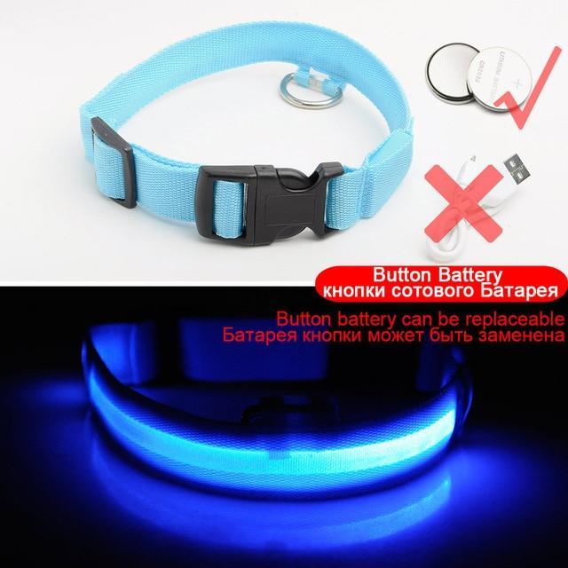 YourWorldShop Blue Button Cell / S 35-43 CM LED Dog Anti-Lost Nylon Collar 18676569-blue-button-cell-s-35-43-cm
