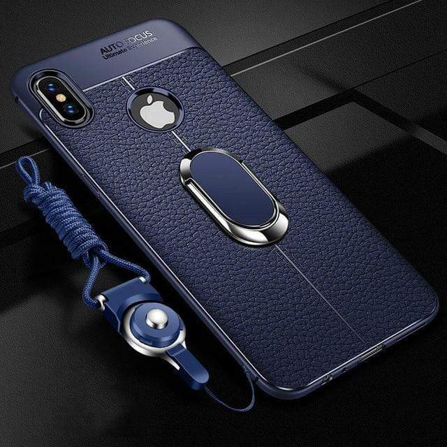 YourWorldShop Blue / For iPhone 6 6s Leather Silicone Magnetic Car Holder Case & Free Rope For All iPhone 22243845-blue-for-iphone-6-6s