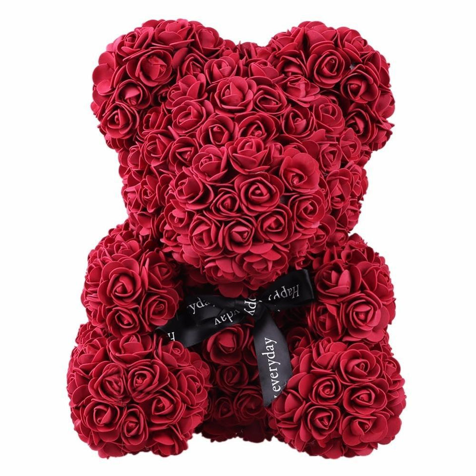 YourWorldShop Burgundy 40 cm (15") Luxury Rose Bear