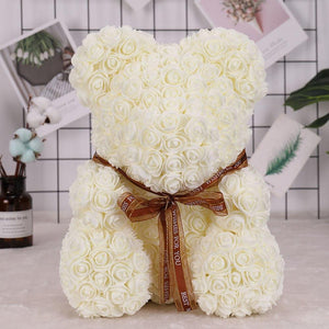 YourWorldShop Cream Ribbon 40 cm (15") Luxury Rose Bear 22951977-40-cm-cream-ribbon