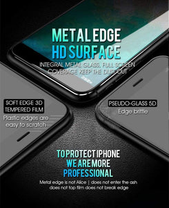 YourWorldShop For iPhone 6Plus 6sP / Black 7D Aluminum Alloy Tempered Glass For iPhone 6, 6s, 7 Plus, X, 8, 5, SE, 5S 23526520-for-iphone-6plus-6sp-black