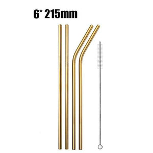 YourWorldShop gold 4/8Pcs Reusable Drinking Straw 9683599-gold