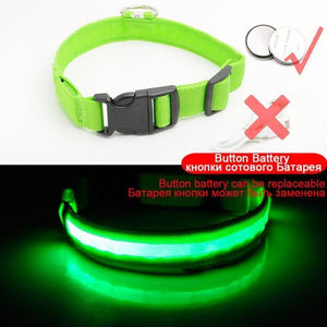 YourWorldShop Green Button Cell / S 35-43 CM LED Dog Anti-Lost Nylon Collar 18676569-green-button-cell-s-35-43-cm