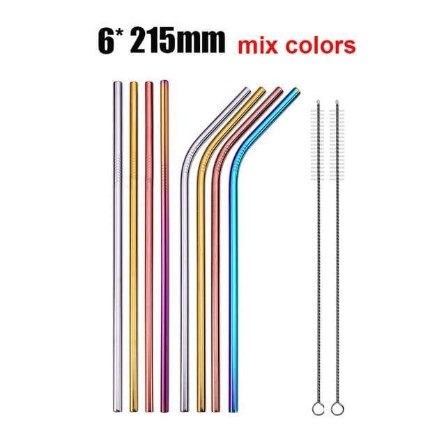 YourWorldShop mix colors 4/8Pcs Reusable Drinking Straw 9683599-mix-colors