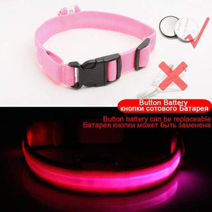 YourWorldShop Pink Button Cell / S 35-43 CM LED Dog Anti-Lost Nylon Collar 18676569-pink-button-cell-s-35-43-cm