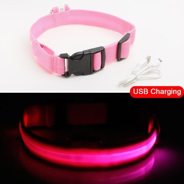 YourWorldShop Pink USB Charging / S 35-43 CM LED Dog Anti-Lost Nylon Collar 18676569-pink-usb-charging-s-35-43-cm