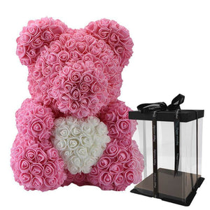 YourWorldShop Pink White with Gift Box 40 cm (15") Luxury Rose Bear