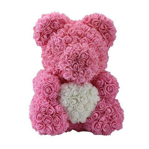 YourWorldShop Pink With White 40 cm (15") Luxury Rose Bear 22951977-40cm-pink-with-white