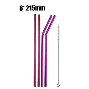 YourWorldShop purple 4/8Pcs Reusable Drinking Straw 9683599-purple