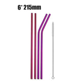 YourWorldShop purple 4/8Pcs Reusable Drinking Straw 9683599-purple