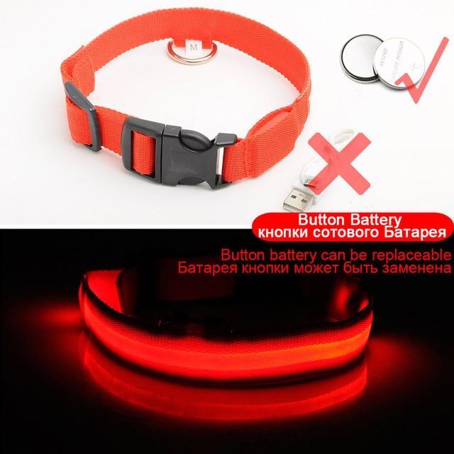 YourWorldShop Red Button Cell / S 35-43 CM LED Dog Anti-Lost Nylon Collar 18676569-red-button-cell-s-35-43-cm