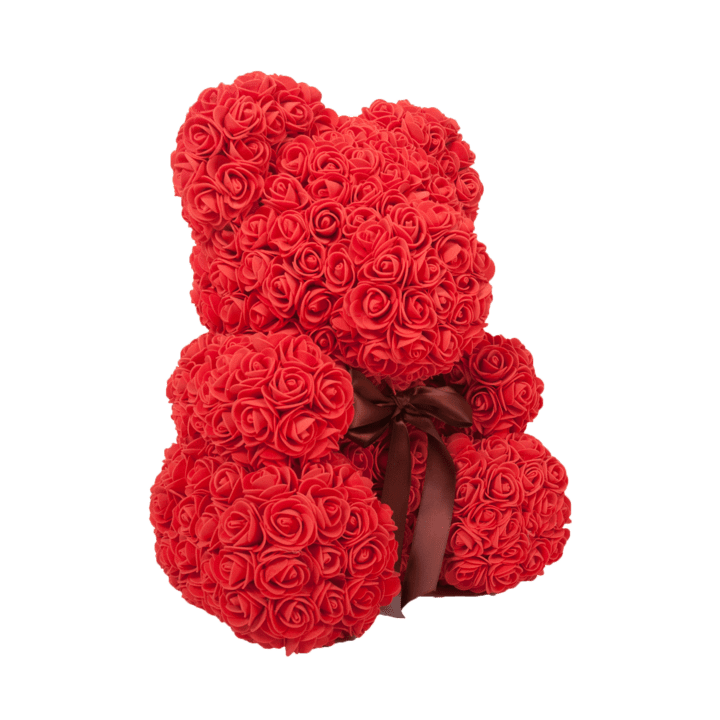 YourWorldShop Red Ribbon 40 cm (15") Luxury Rose Bear 22951977-40-cm-red-ribbon