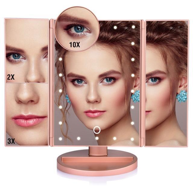 YourWorldShop United States / 22 Lights Fold Gold Touch Screen Led Makeup Mirror™ 4813109-united-states-22-lights-fold-gold