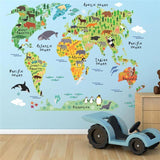 YourWorldShop White Cartoon Animals World Map 14089682-955