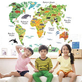 YourWorldShop White Cartoon Animals World Map 14089682-955