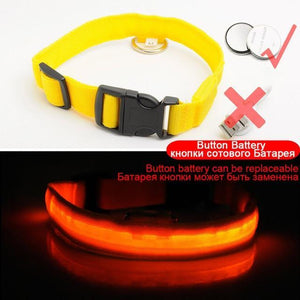 YourWorldShop Yellow Button Cell / S 35-43 CM LED Dog Anti-Lost Nylon Collar 18676569-yellow-button-cell-s-35-43-cm